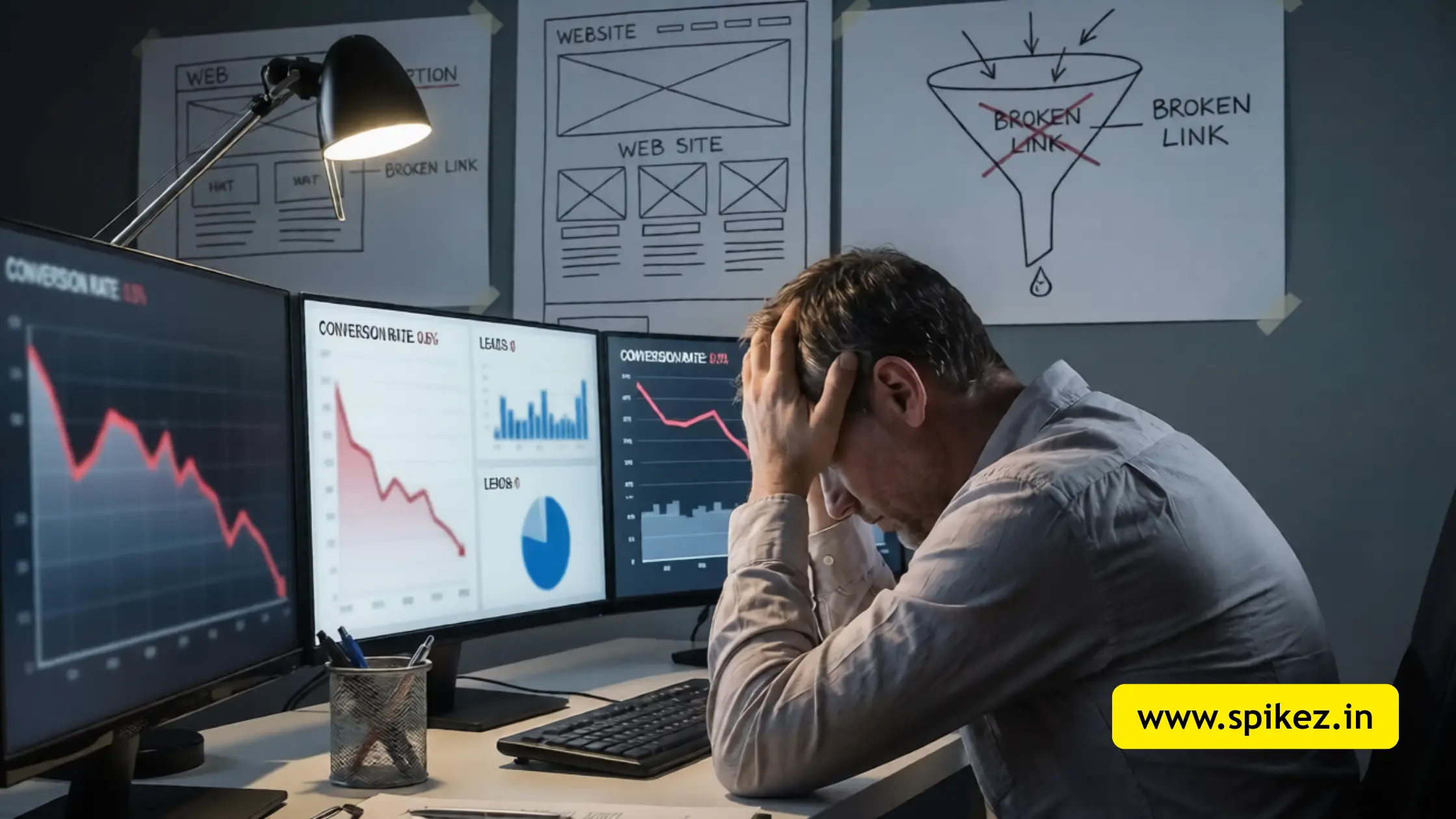 Traffic without sales shown through business analytics with zero leads